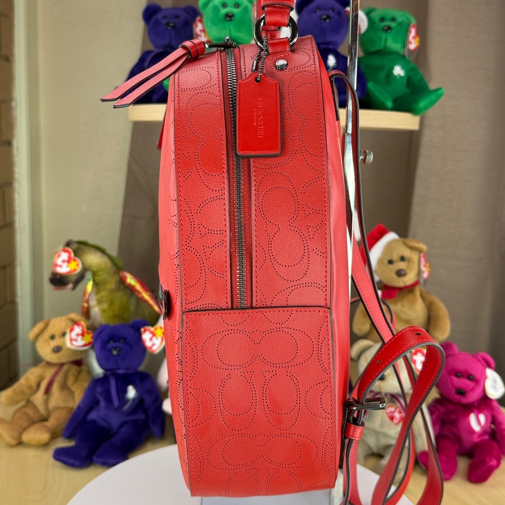 💥COACH -Jordyn Perforated Signature Leather Backpack / Miami Red - 45U674 - Picture 12 of 17